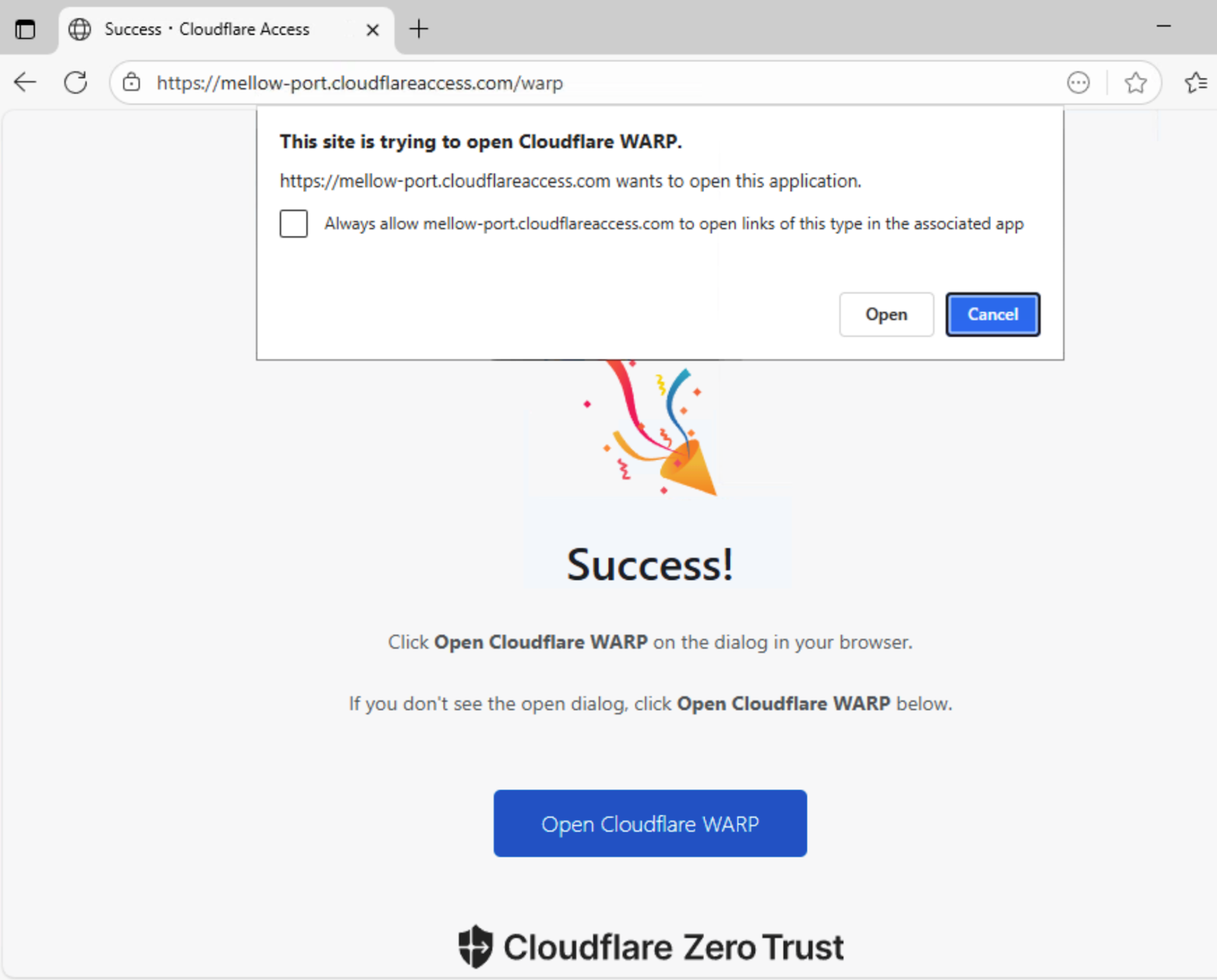 Cloudflare Access login screen